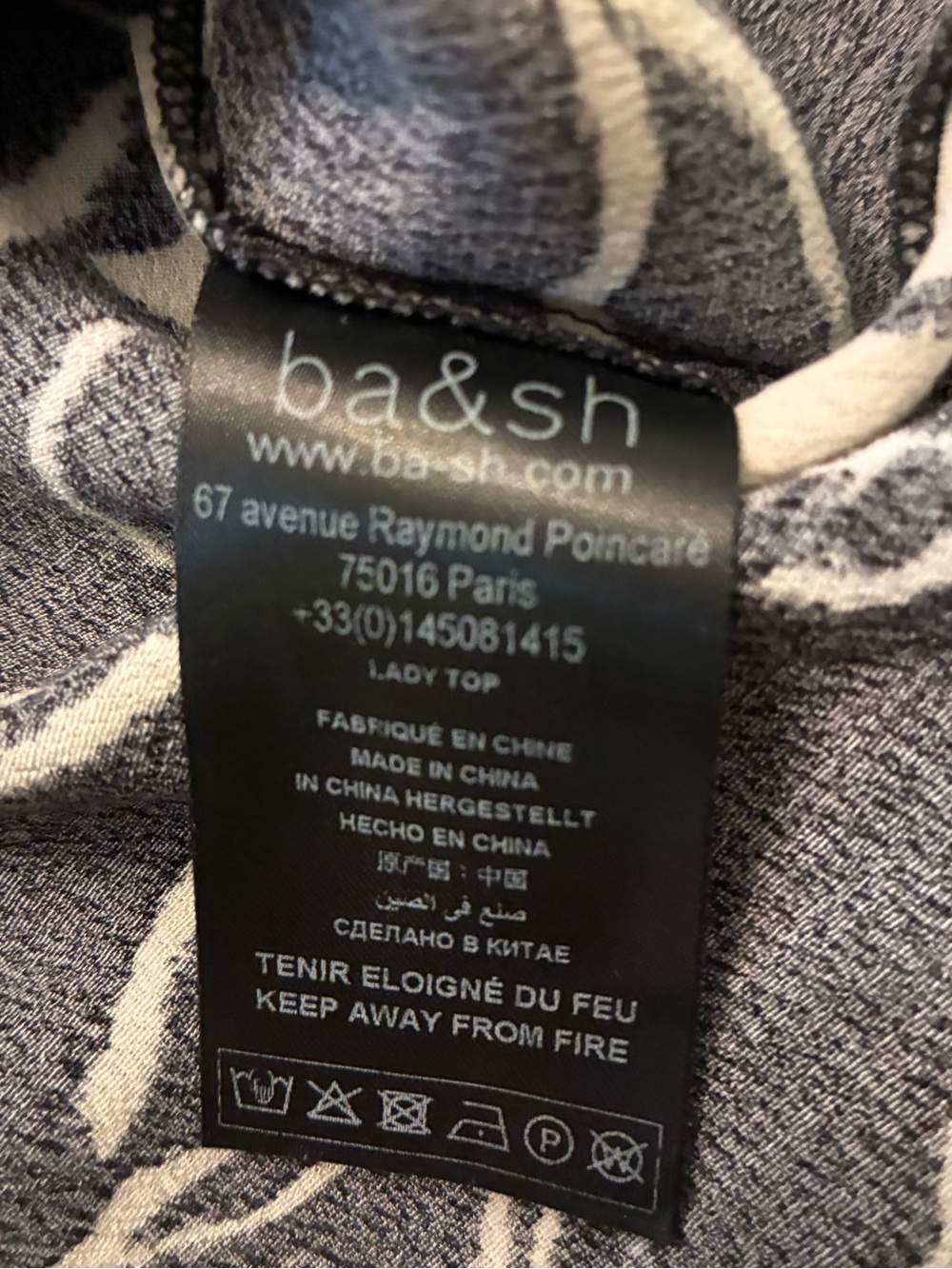 Ba&sh Sessee Floral-Print Blouse in Black and Ecru, Size US 4. - Picture 11 of 12